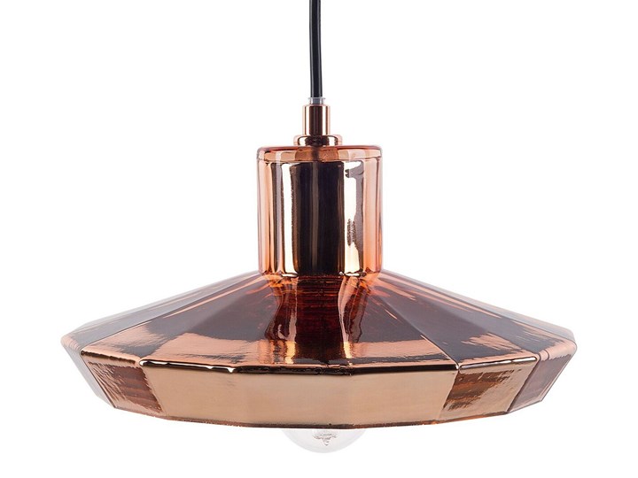 Beliani Lampa wisząca sufitowa miedziana szklana styl industrialny regulowana długość