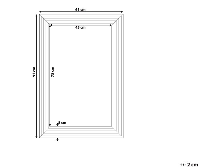 Beliani Lustro ścienne wiszące srebrne 61 x 91 cm łazienka sypialnia toaletka Prostokątne Kategoria Lustra Lustro z ramą Kolor Srebrny