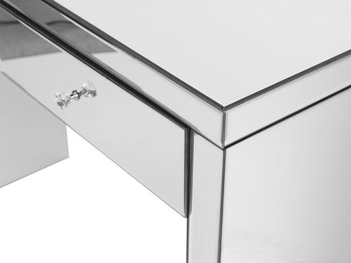 Beliani Konsola lustrzana szklana 2 szuflady 77 x 100 cm styl glam Z szufladą Głębokość 35 cm Płyta MDF Szkło Lustro Kategoria Konsole Pomieszczenie Przedpokój