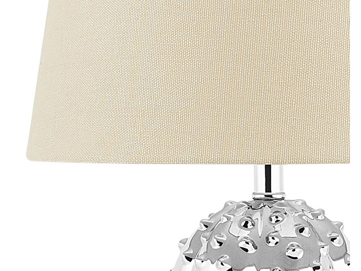 Beliani Lampa stołowa srebrna czarna ceramiczna 43 cm kształt kaktusa wysoki połysk glamour Ceramika Lampa z abażurem Kategoria Lampy stołowe