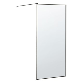Beliani Ścianka prysznicowa czarna szkło hartowane rama ze stali szlachetnej kabina prysznicowa bez drzwiczek 100 x 190 cm