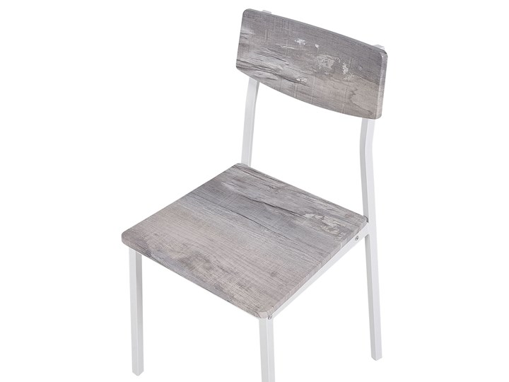 Beliani Zestaw do jadalni stół 110 x 70 cm i 4 krzesła szary z białą stalową ramą styl nowoczesny Pomieszczenie Jadalnia Kategoria Stoły z krzesłami