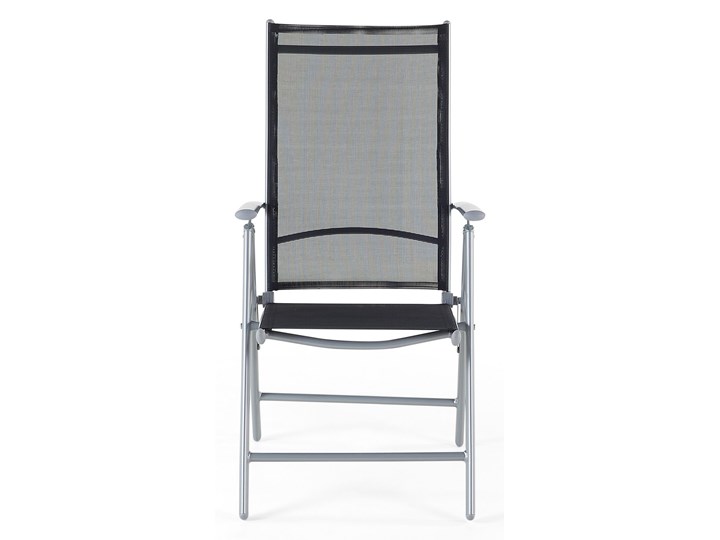 Beliani Zestaw mebli ogrodowych jadalniany stół 160 x 90 cm z aluminium i szkła 6 krzeseł siatka regulowane oparcia Kolor Czarny Tworzywo sztuczne Stoły z krzesłami Zawartość zestawu Krzesła