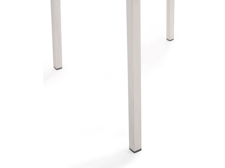 Beliani Zestaw mebli ogrodowych jadalniany biały stół szkło hartowane 180 x 90 cm 6 krzeseł czarnych z technorattanu sztaplowanych Stoły z krzesłami Stal Kolor Szary