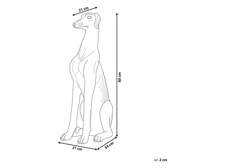 Beliani Figura dekoracyjna podłogowa srebrna pies chart 80 cm Zwierzęta Kolor Srebrny