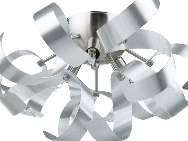 Beliani Lampa ścienna srebrna metalowa 19 cm dekoracyjna klosz z metalowych wstęg nowoczesna Kinkiet dekoracyjny Kinkiet z kloszem Styl Nowoczesny