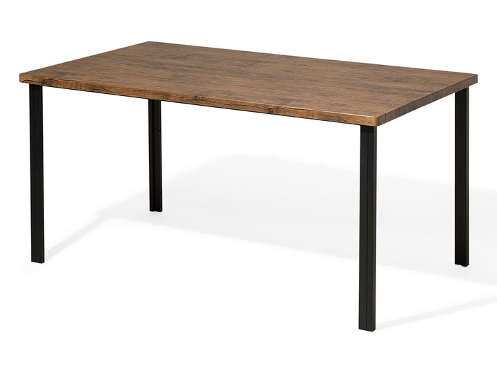 Beliani Zestaw mebli do jadalni 6-osobowy ciemne drewno czarna stalowa rama stół 150 x 90 cm 6 krzeseł industrialny Pomieszczenie Salon Pomieszczenie Jadalnia