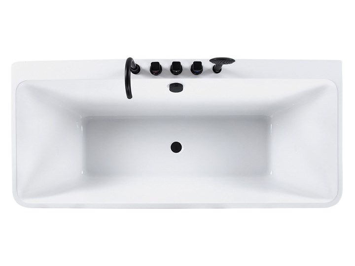 Beliani Wanna biała akrylowa 170 x 75 cm przyścienna prostokątna nowoczesny design Symetryczne Długość 170 cm Kolor Biały