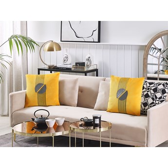 Beliani Zestaw 2 poduszek dekoracyjnych żółty welurowy 45 x 45 cm glam z zamkiem do salonu do sypialni