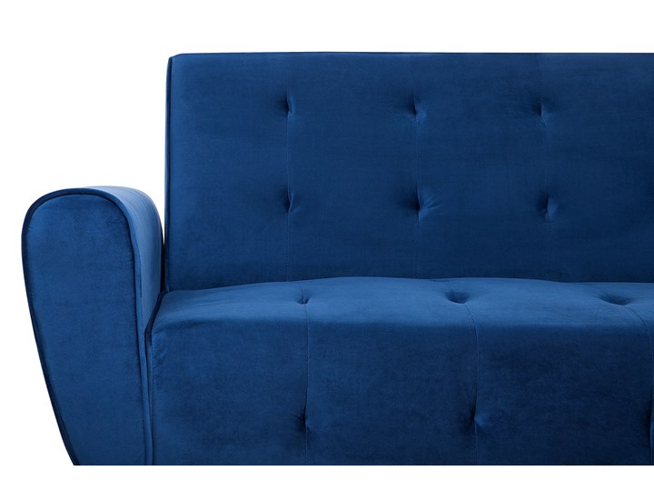 Beliani Sofa rozkładana niebieska 3-osobowa pikowana chromowane miedziane nogi styl retro Stała konstrukcja Materiał obicia Welur