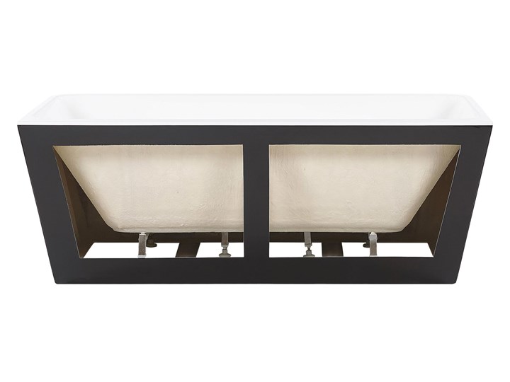 Beliani Wanna czarna akrylowa 170 x 80 cm system przelewowy prostokątna minimalistyczny design Długość 170 cm Symetryczne Kolor Czarny Kategoria Wanny