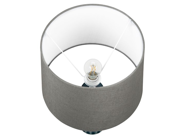 Beliani Lampa stołowa zielona ceramiczna 59 cm okrągły brązowoszary abażur klasyczna Lampa z abażurem Ceramika Lampa solna Styl Klasyczny