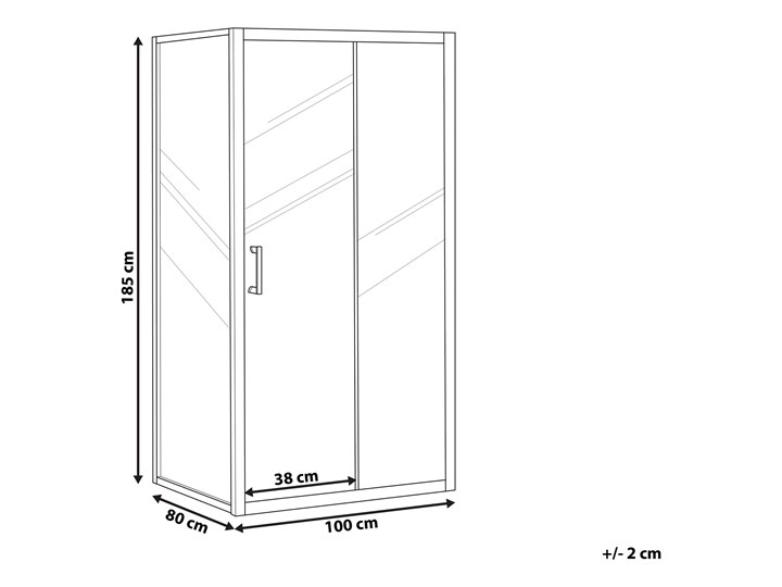 Beliani Kabina prysznicowa srebrna szkło hartowane aluminium pojedyncze drzwi 80x100x185cm nowoczesny design Narożna Szerokość 80 cm Wysokość 185 cm Rodzaj drzwi Rozsuwane