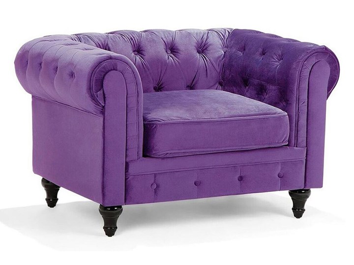Beliani Fotel fioletowy welur chesterfield tuftowany pikowany aksamit vintage glamour salon Tkanina Drewno Szerokość 110 cm Styl Tradycyjny Tworzywo sztuczne Fotel tradycyjny Kategoria Fotele do salonu