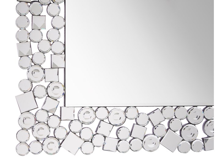 Beliani Lustro ścienne srebrne 60 x 90 cm prostokątne wiszące dekoracyjna rama styl glamour Lustro z ramą Kolor Srebrny Pomieszczenie Przedpokój