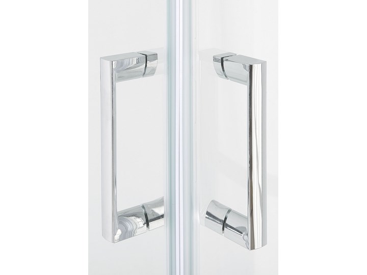 Beliani Kabina prysznicowa srebrna szkło hartowane aluminum podwójne drzwi 80x90x185cm nowoczesny design Narożna Kategoria Kabiny prysznicowe Kwadratowa Rodzaj drzwi Rozsuwane