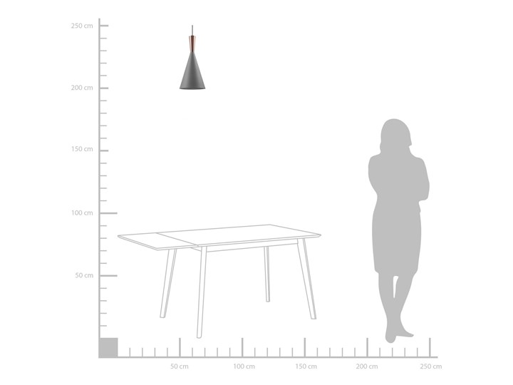 Beliani Lampa sufitowa szara miedziana metalowa 190 cm klosz w kształcie stożka nowoczesna Tworzywo sztuczne Lampa z kloszem Lampa inspirowana Stal Kolor Szary