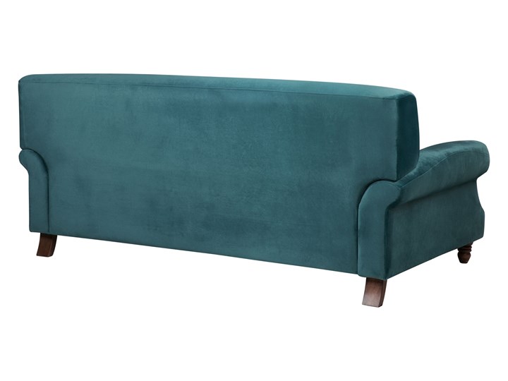 Beliani Sofa 3-osobowa morska welurowa drewniane nóżki grube siedzisko dodatkowe poduszki retro wygląd Szerokość 186 cm Głębokość 102 cm Stała konstrukcja Rozkładanie
