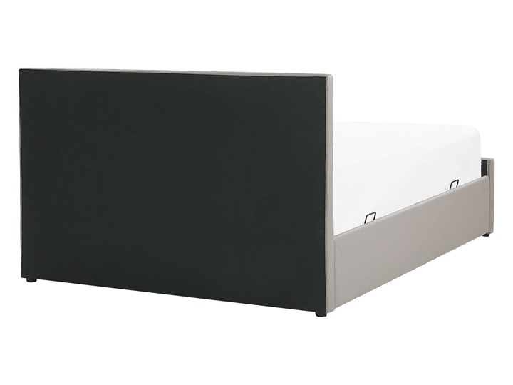 Beliani Łóżko z pojemnikiem beżowoszare ekoskóra 140 x 200 cm rama ze stelażem pikowane wezgłowie Skóra naturalna Drewno Łóżko tapicerowane Metal Łóżko pikowane Kolor Szary Rozmiar materaca 140x200 cm