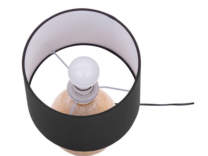 Beliani Lampa stołowa czarna złota szklana 47 cm mozaika okrągły abażur połysk nowoczesna Szkło Kolor Złoty Lampa z abażurem Lampa nocna Pomieszczenie Salon