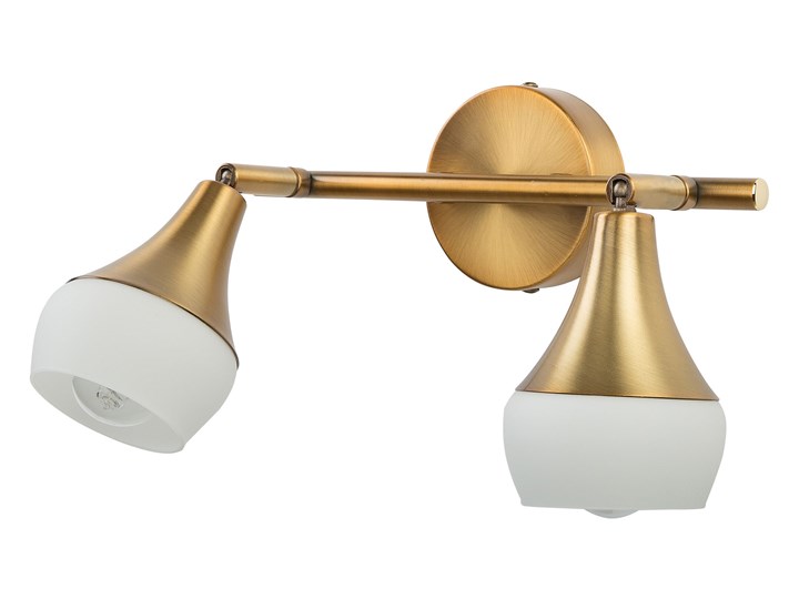 Beliani Lampa ścienna złota metalowa ze szklanym kloszem 2-punktowa kinkiet regulowana styl industrialny Kinkiet z kloszem Szkło Kinkiet dekoracyjny Kolor Złoty