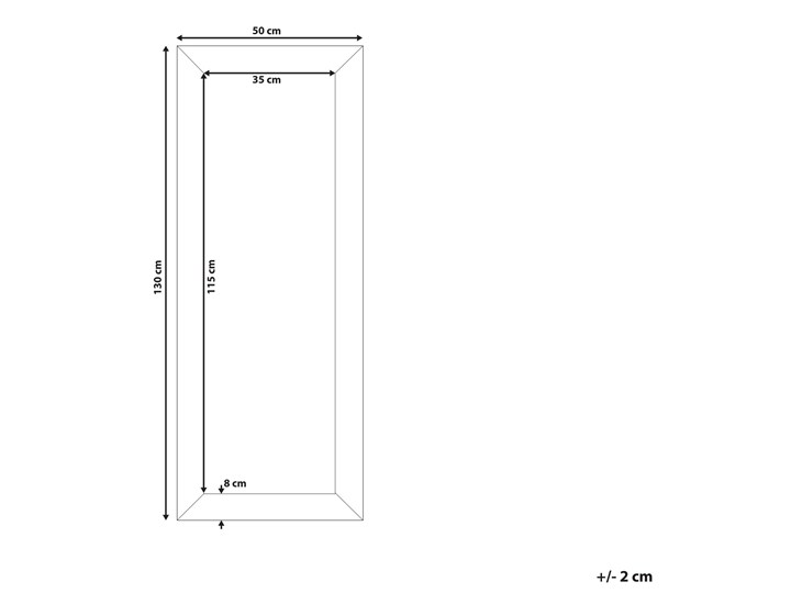 Beliani Lustro ścienne wiszące brązowe 50 x 130 cm dekoracyjne Prostokątne Lustro z ramą Kolor Brązowy