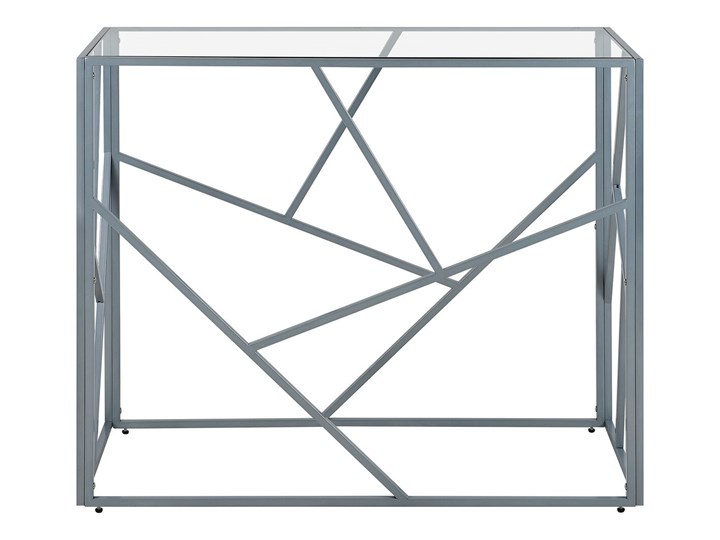 Beliani Konsola srebrna metalowa 100 x 40 cm szklany blat geometryczna rama nowoczesna
