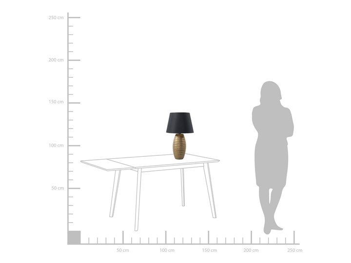Beliani Lampka nocna stołowa złota z czarnym porcelanowa nowoczesna Pomieszczenie Salon Lampa nocna Ceramika Lampa z abażurem Tkanina Wysokość 56 cm Styl Nowoczesny