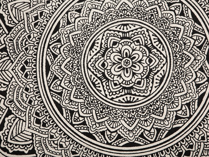 Beliani Dywan czarny bawełniany okrągły ø 120 cm orientalny styl vintage dodatki do salonu Dywany Kategoria Dywany Bawełna 120x120 cm Pomieszczenie Sypialnia