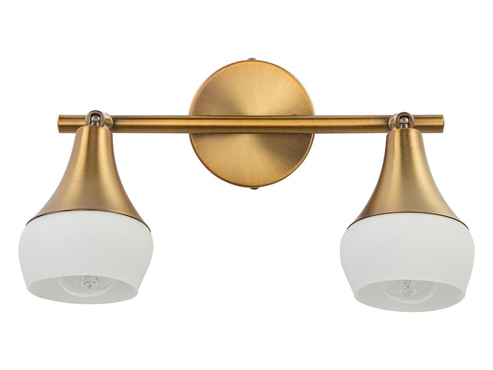Beliani Lampa ścienna złota metalowa ze szklanym kloszem 2-punktowa kinkiet regulowana styl industrialny Kinkiet z kloszem Szkło Kinkiet dekoracyjny Kolor Złoty
