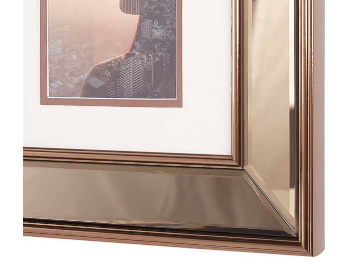 Beliani Multiramka miedziana szkło plastic 52 x 52 cm lustrzana na zdjęcia 4 fotografie 15x10 cm kolaż wisząca Kolor Miedziany