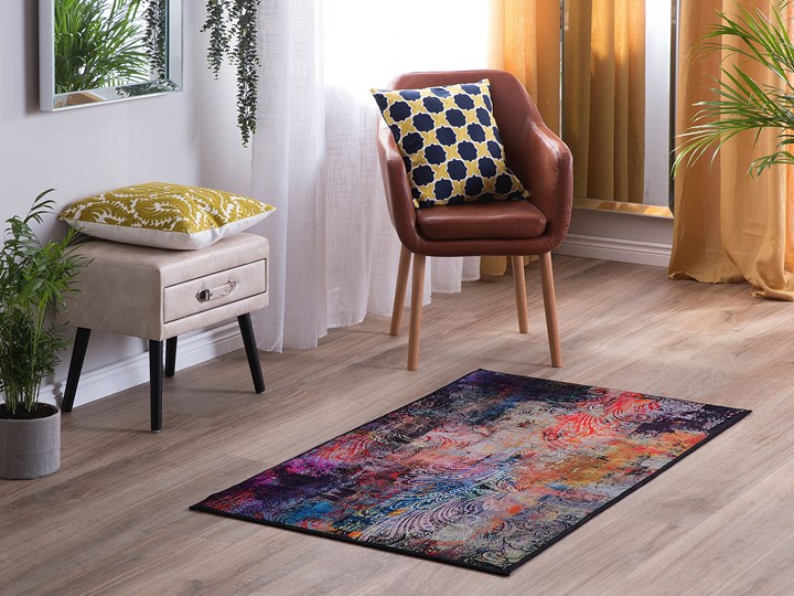 Beliani Dywan wielokolorowy 80 x 150 cm abstrakcyjny wzór akwarelowy nowoczesny salon sypialnia duży pokój Dywaniki Wzór Orientalny Prostokątny Dywany 80x150 cm Poliester Kategoria Dywany