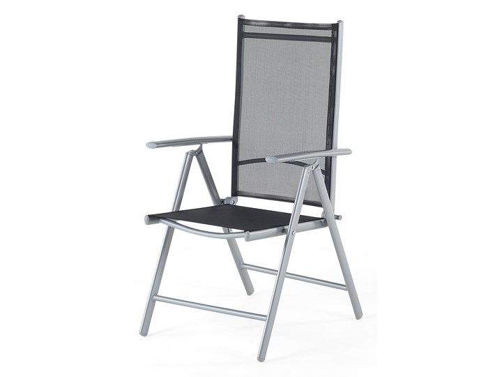 Beliani Zestaw mebli ogrodowych jadalniany stół 160 x 90 cm z aluminium i szkła 6 krzeseł siatka regulowane oparcia Zawartość zestawu Krzesła Tworzywo sztuczne Stoły z krzesłami Kolor Czarny