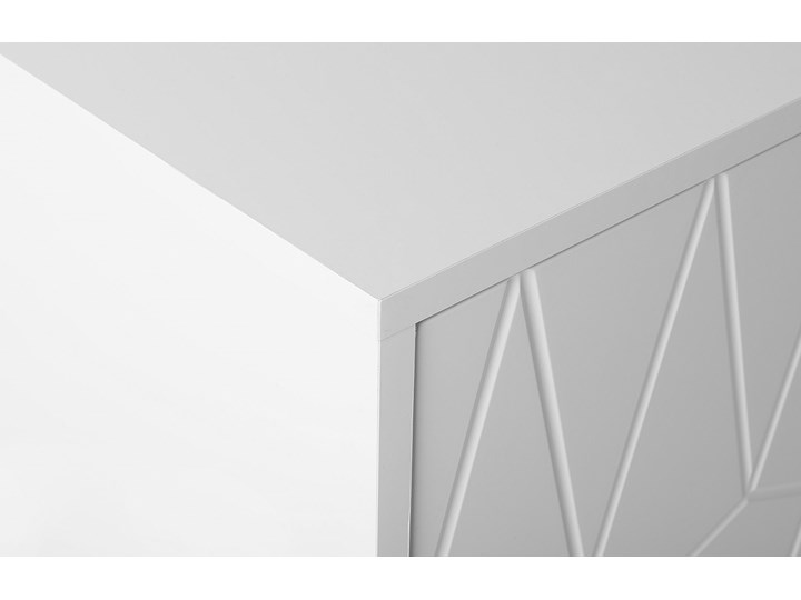Beliani Komoda biała czarne nogi 82 x 120 cm dwie szafki geometryczny wzór styl retro Głębokość 40 cm Pomieszczenie Salon Wysokość 82 cm Z szafkami Płyta MDF Pomieszczenie Sypialnia