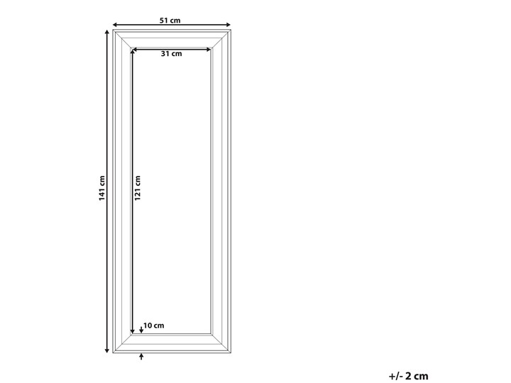 Beliani Lustro ścienne wiszące czarne 51 x 141 cm syntetyczna rama styl skandynawski minimalistyczny Lustro z ramą Prostokątne Kolor Czarny Pomieszczenie Sypialnia