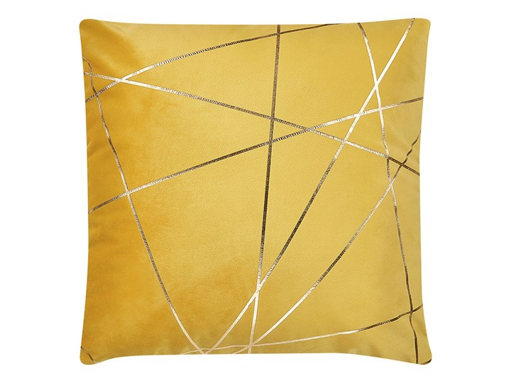 Beliani Zestaw 2 poduszek dekoracyjnych żółty welur 45 x 45 cm złoty wzór geometryczny zdejmowana poszewka ozdobna poducha na sofę łóżko glamour Poszewka dekoracyjna Poliester 45x45 cm Kategoria Poduszki i poszewki dekoracyjne