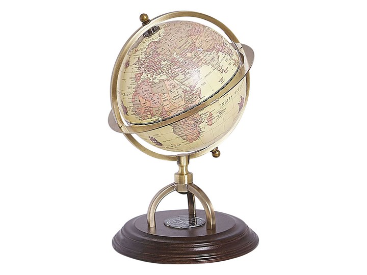Beliani Figurka dekoracyjna globus w stylu vintage 16 cm Globusy Metal Kolor Beżowy