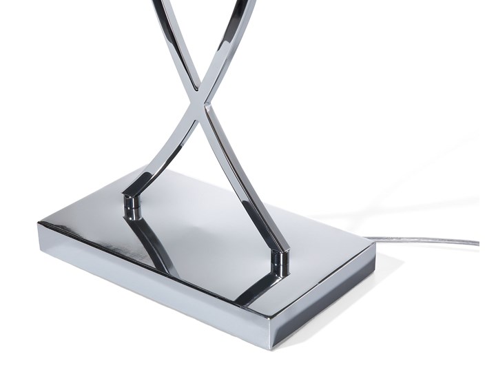 Beliani Lampa stołowa biurkowa srebrna z białym abażurem klosz prostokątny Metal Lampa z abażurem Pomieszczenie Salon Chrom Lampa z kloszem Kolor Srebrny