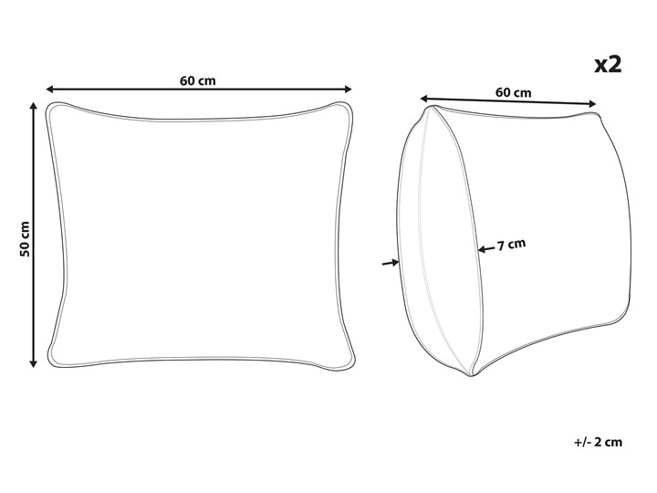 Beliani Zestaw 2 poduszek syntetycznych biały wypełniacz do poszewki 50 x 60 cm prostokątny 50x60 cm Poduszka syntetyczna Kolor Brązowy Kategoria Poduszki