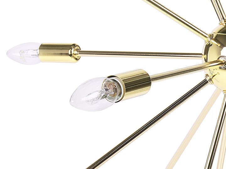 Beliani Lampa sufitowa złota metalowa 149 cm 18 żarówek kształt gwiazdy współczesna Lampa inspirowana Styl Glamour Pomieszczenie Sypialnia