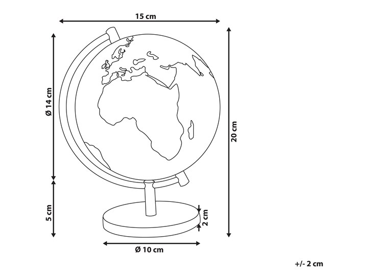 Beliani Globus czarny materiał syntetyczny średnica 15 cm na biurko ozdobny dekoracyjny Globusy Kategoria Figury i rzeźby Metal Kolor Szary