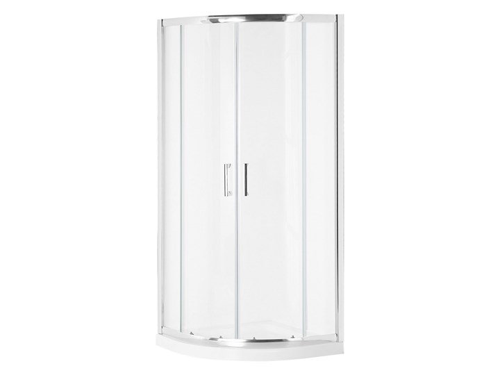 Beliani Kabina prysznicowa srebrna szkło hartowane aluminum podwójne drzwi półokrągłe 80x80x185cm nowoczesny design Kategoria Kabiny prysznicowe Narożna Rodzaj drzwi Rozsuwane