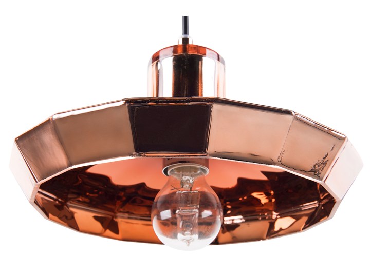 Beliani Lampa wisząca sufitowa miedziana szklana styl industrialny regulowana długość Lampa inspirowana Lampa z kloszem Stal Metal Szkło Pomieszczenie Kuchnia