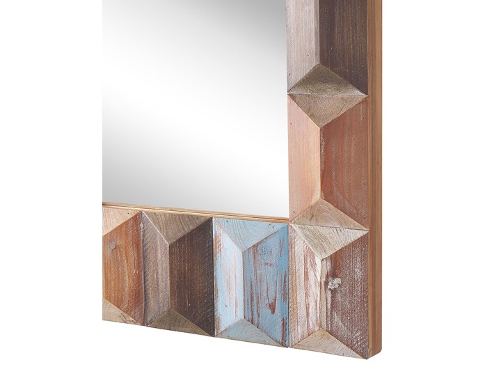 Beliani Lustro ścienne wielokolorowe drewniana prostokątna rama 63 x 90 cm ręcznie wykonane postarzane boho Prostokątne Kategoria Lustra Lustro z ramą Styl Klasyczny