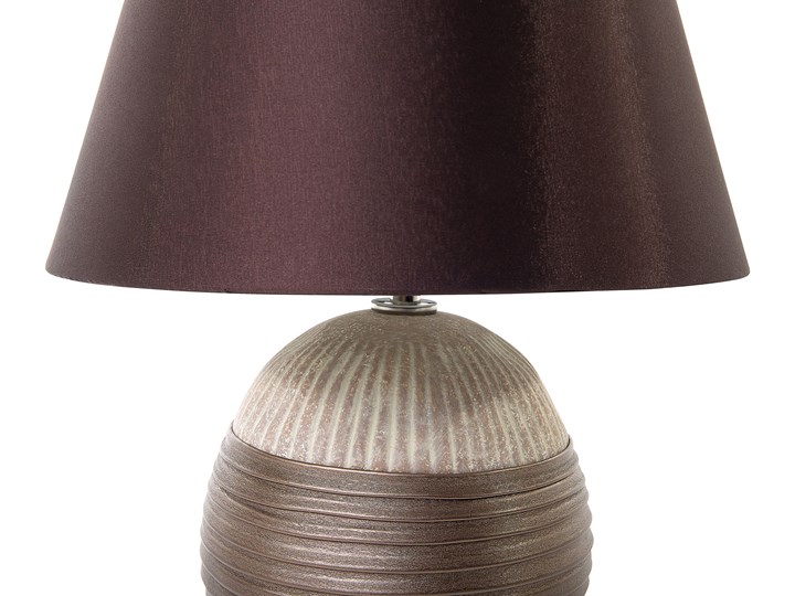 Beliani Lampka nocna stołowa brązowa ceramiczna ozdobna okrągła Lampa nocna Lampa dekoracyjna Lampa z abażurem Lampa z kloszem Pomieszczenie Salon Wysokość 37 cm Ceramika Pomieszczenie Sypialnia