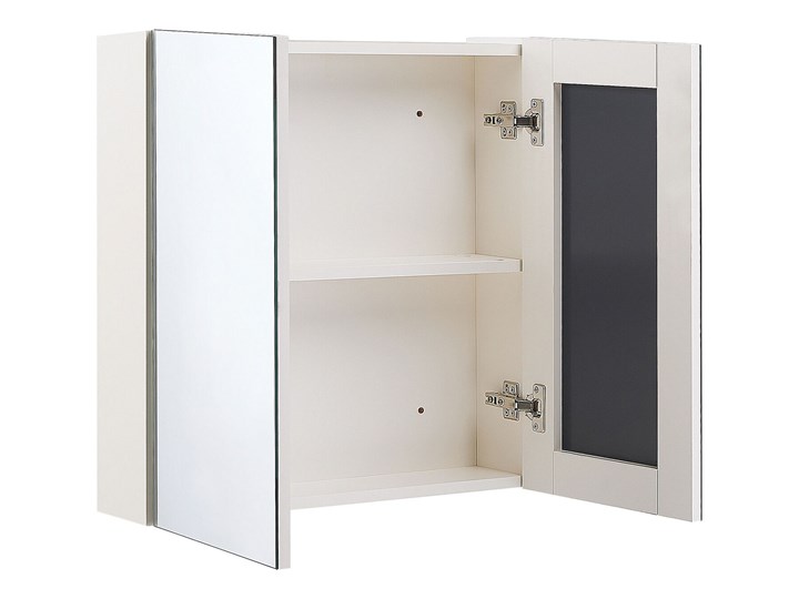 Beliani Szafka łazienkowa wisząca biała sklejka 60 x 60 cm dwudrzwiowa z półkami i lustrem Szkło Szafki Wiszące Z lustrem Kolor Biały
