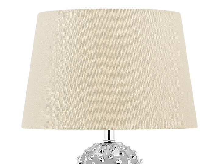 Beliani Lampa stołowa srebrna czarna ceramiczna 43 cm kształt kaktusa wysoki połysk glamour Pomieszczenie Sypialnia Ceramika Lampa z abażurem Kategoria Lampy stołowe