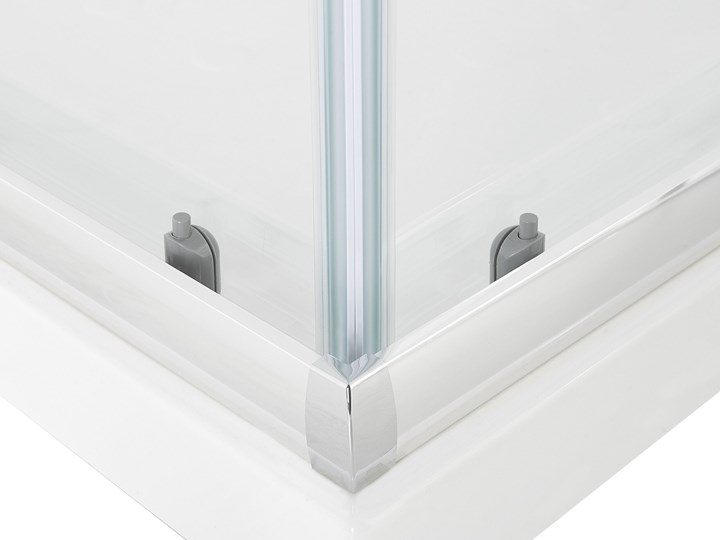 Beliani Kabina prysznicowa srebrna szkło hartowane aluminum podwójne drzwi 80x80x185cm nowoczesny design Kategoria Kabiny prysznicowe Kwadratowa Narożna Rodzaj drzwi Rozsuwane