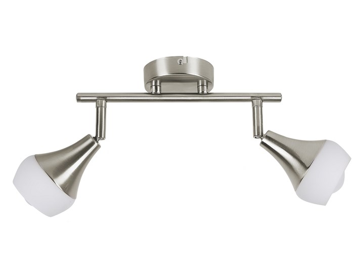 Beliani Lampa ścienna srebrna metalowa ze szklanym kloszem 2-punktowa kinkiet regulowana styl industrialny Kinkiet dekoracyjny Styl Nowoczesny Kinkiet z regulacją Kinkiet z kloszem Szkło Kolor Srebrny