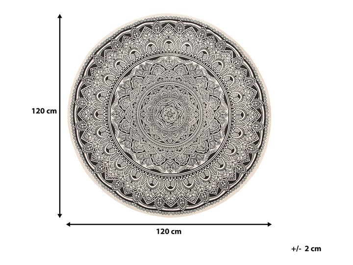 Beliani Dywan czarny bawełniany okrągły ø 120 cm orientalny styl vintage dodatki do salonu 120x120 cm Dywany Bawełna Kategoria Dywany